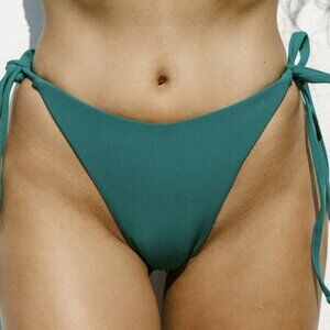 BERLOOK Green Ribbed Tie Bikini Bottoms ONLY 34